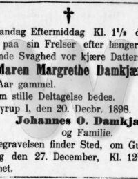 Maren Margrethe Damkjærs dødsannonce